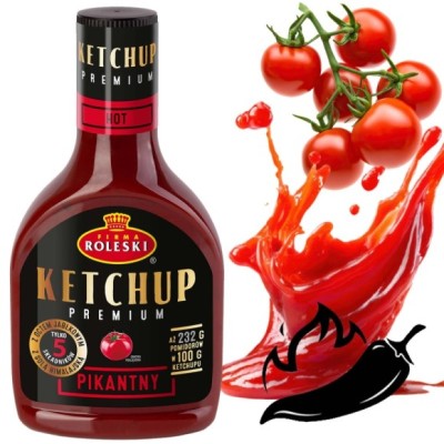 ROLESKI KETCHUP PREMIUM PIKANTNY CZYSTY SKŁAD 5 SKŁADNIKÓW 465G